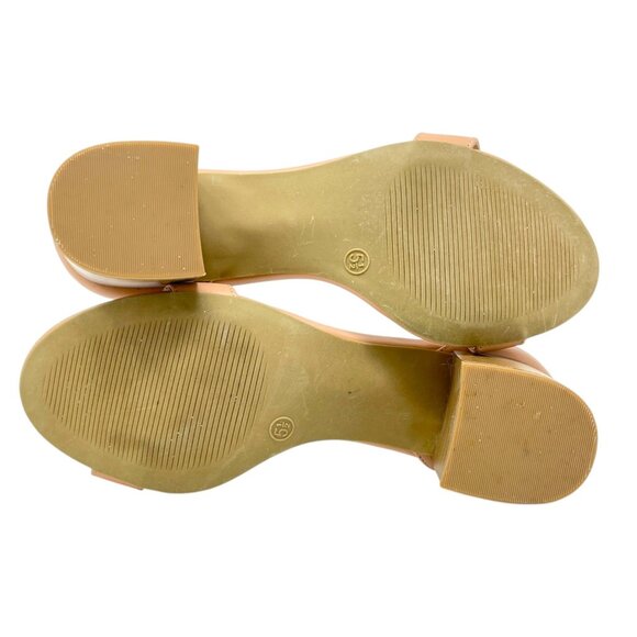 Lulus Harper Womens 5.5 Nude Faux Leather Ankle Strap Block Heel Sandals Strappy - Picture 10 of 16